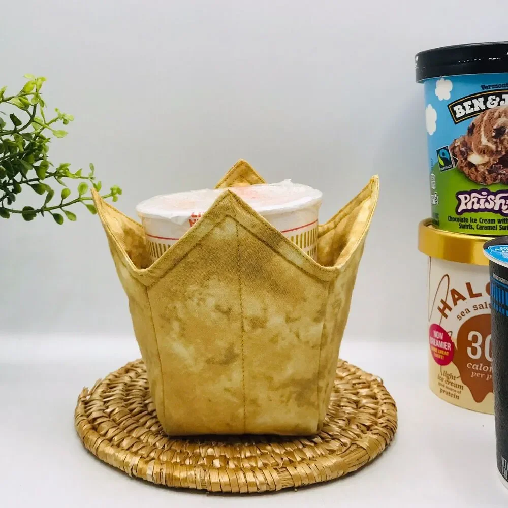 Set of 3 Microwave Cozy Reversible, Tan Neutrals 3 Piece Set, Plate, Bowl, Pint